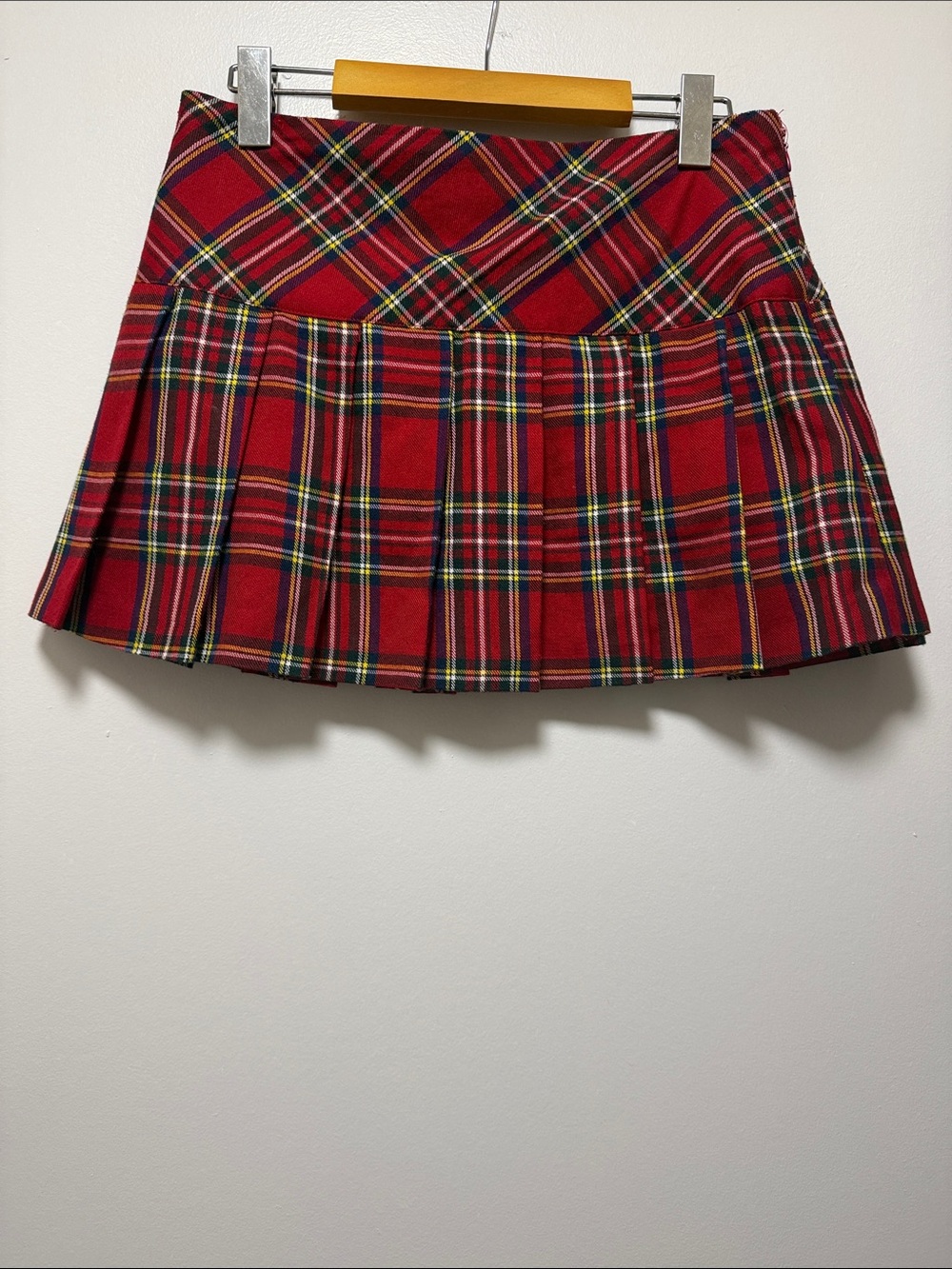 Forever 21 Red Tartan Pleated Mini Skirt